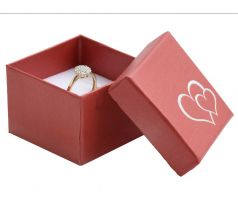 Dárková papírová krabička se srdíčky červená na prsten, náušnice