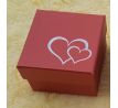 Dárková papírová krabička se srdíčky červená na prsten, náušnice