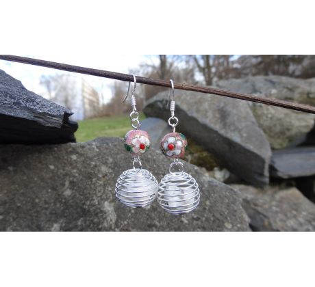 Křemen nejúčinnější minerál s keramickými korálky romantické náušnice