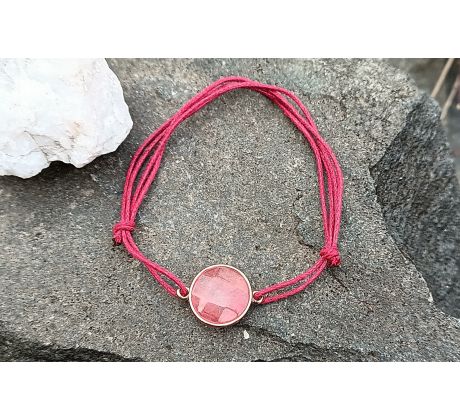 Třešňový křemen náramek s posuvnými uzlíky, univerzální velikost