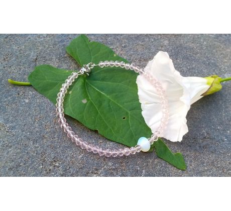 Jahodový křemen a opalit náramek na chirurgické oceli