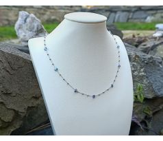 Křišťál aqua aura v řetízku z chirurgické oceli, jemný náhrdelník