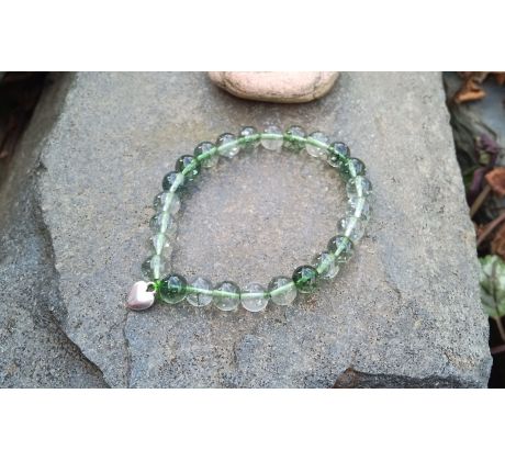 Verdelit turmalín v křišťálu mystický pružný minerálový náramek