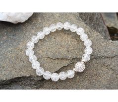 Praskaný křišťál 8 mm pružný náramek