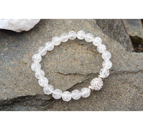 Praskaný křišťál 8 mm pružný náramek