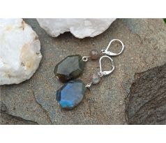 Labradorit top kvalita náušnice na chirurgické oceli