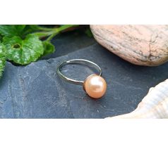 Růžová říční perla v ocelovém prstýnku, perlový prsten