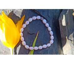 Říční bílé perly top kvalita pružný perlový náramek