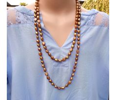 Říční hnědé perly 125 cm dlouhý variabilní perlový náhrdelník