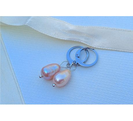 Růžové říční barokní perly 10 mm perlové náušnice na chirurgické oceli