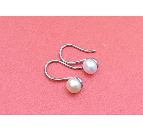 Bílé říční perličky na chirurgické oceli perlové náušnice