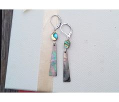 Abalone paua perleť štíhlé náušnice na chirurgické oceli