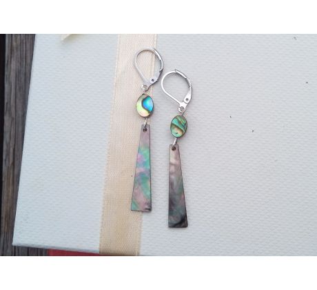 Abalone paua perleť štíhlé náušnice na chirurgické oceli