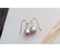 Říční šedé perly 10 mm náušnice na chirurgické oceli, perlové náušnice