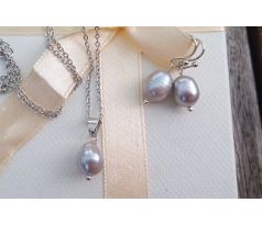 Říční šedá perla 10 mm na řetízku z chirurgické oceli, perlový náhrdelník