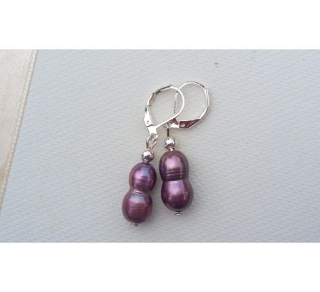 Jihomořské hnědé barokní perly perlové náušnice