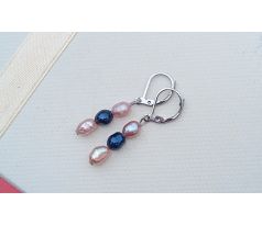 Říční perličky fialovo modré perlové náušnice na chirurgické oceli