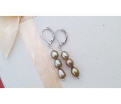 Zelené říční perly perlové náušnice na chirurgické oceli