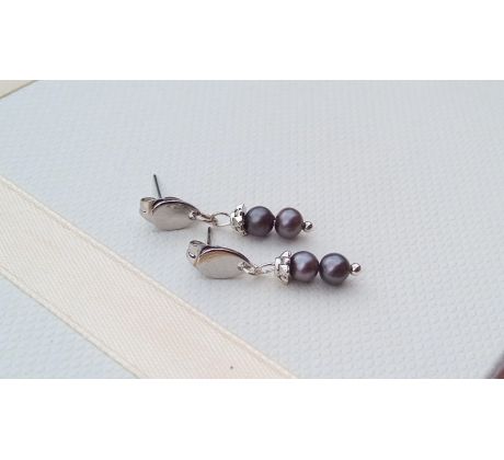 Mořské šedé perly náušnice puzety na chirurgické oceli