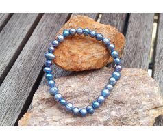 Modrošedý pružný perlový náramek, říční perly