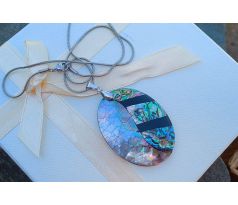 Abalone paua shell perleť přívěsek na řetízku z chirurgické oceli