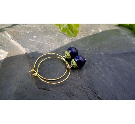 Lapis lazuli pozlacené náušnice na chirurgické oceli