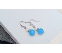 Prvotřídní larimar a přírodní perleť náušnice na chirurgické oceli