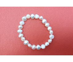 Perlový náramek z říčních bílých perel, pružný
