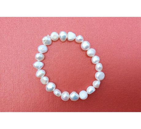 Perlový náramek z říčních bílých perel, pružný