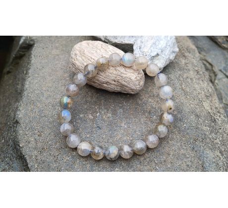 Labradorit prvotřídní kvalita 8 mm pružný minerálový náramek