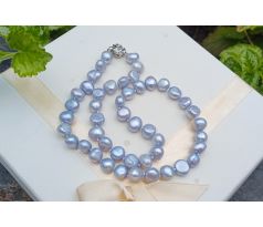 Perlový náhrdelník říční levandulové perly, uzlíkovaný