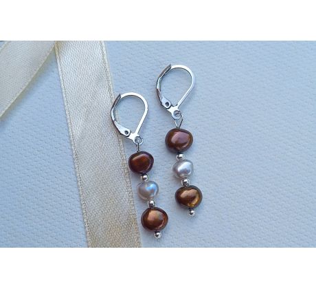 Říční perly perlové náušnice na chirurgické oceli