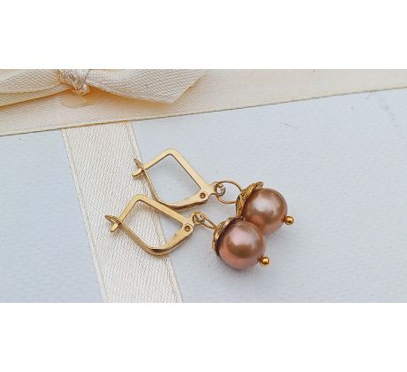 Jihomořské prvotřídní perly na pozlacené chirurgické oceli, perlové náušnice