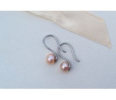 Růžové říční perly na chirurgické oceli perlové náušnice