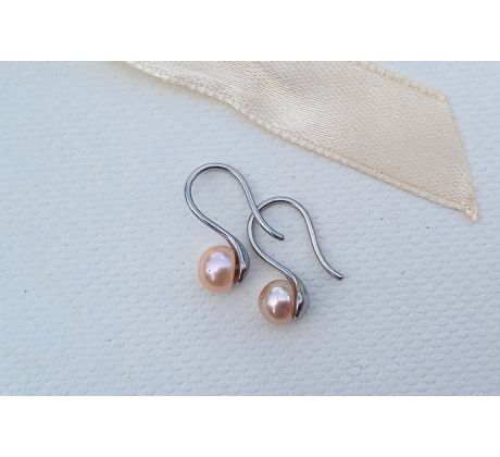 Růžové říční perly na chirurgické oceli perlové náušnice