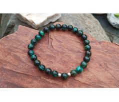 Africký smaragd s diamantovými korálky, pružný náramek