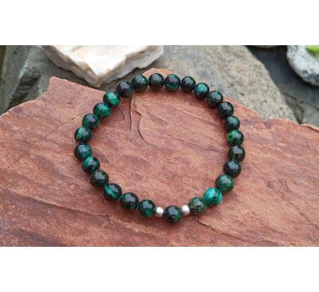 Africký smaragd s diamantovými korálky, pružný náramek
