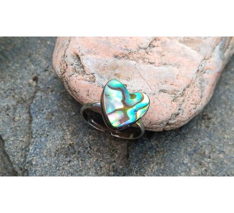 Abalone paua perleť prstýnek univerzální velikost, ocel copy