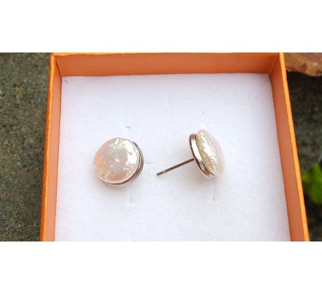 Perlové náušnice jihomořské bílé perly na chirurgické oceli