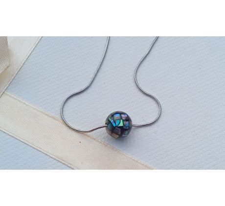 Abalone paua shell perleť na řetízku z chirurgické oceli s nastavitelnou délkou