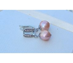 Perlové náušnice z velkých tichomořských perel pod zirkony