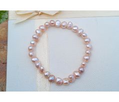 Perlový náramek z růžových říčních perel, pružný