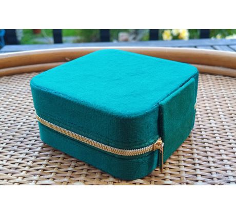 Sametová šperkovnice zelená praktická možno i cestovní