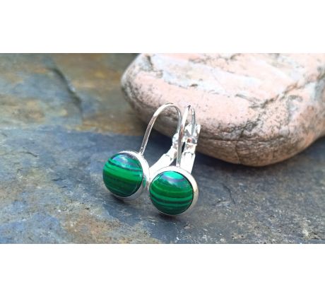 Malachit minerálové náušnice