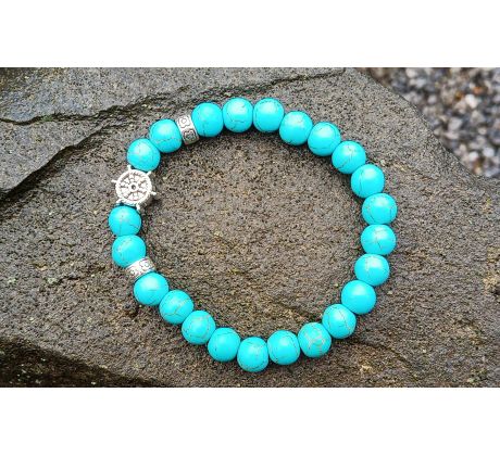 Minerálový náramek z tyrkenitu s kormidlem, pružný šperk