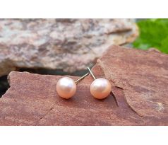 Perlové náušnice s říčními perlami, růžové puzety
