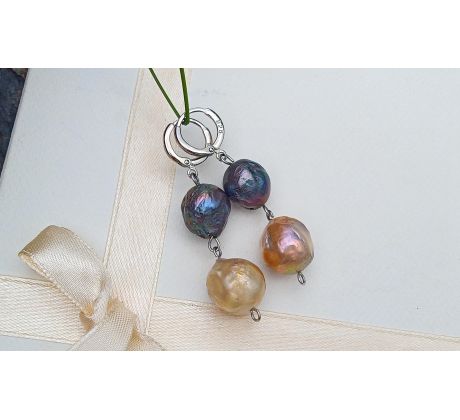 Perlové náušnice tahitské a vzácné australské mořské perly