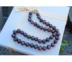 Tahitské tmavé perly 10 mm perlový uzlíkovaný náhrdelník