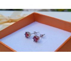 Český červený granát 1 ct stříbrné náušnice puzety