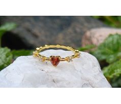 Český granát pozlacený stříbrný prstýnek se zirkony